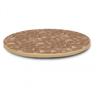 54" Round Laminate Table Top with Overlay Wood Edge